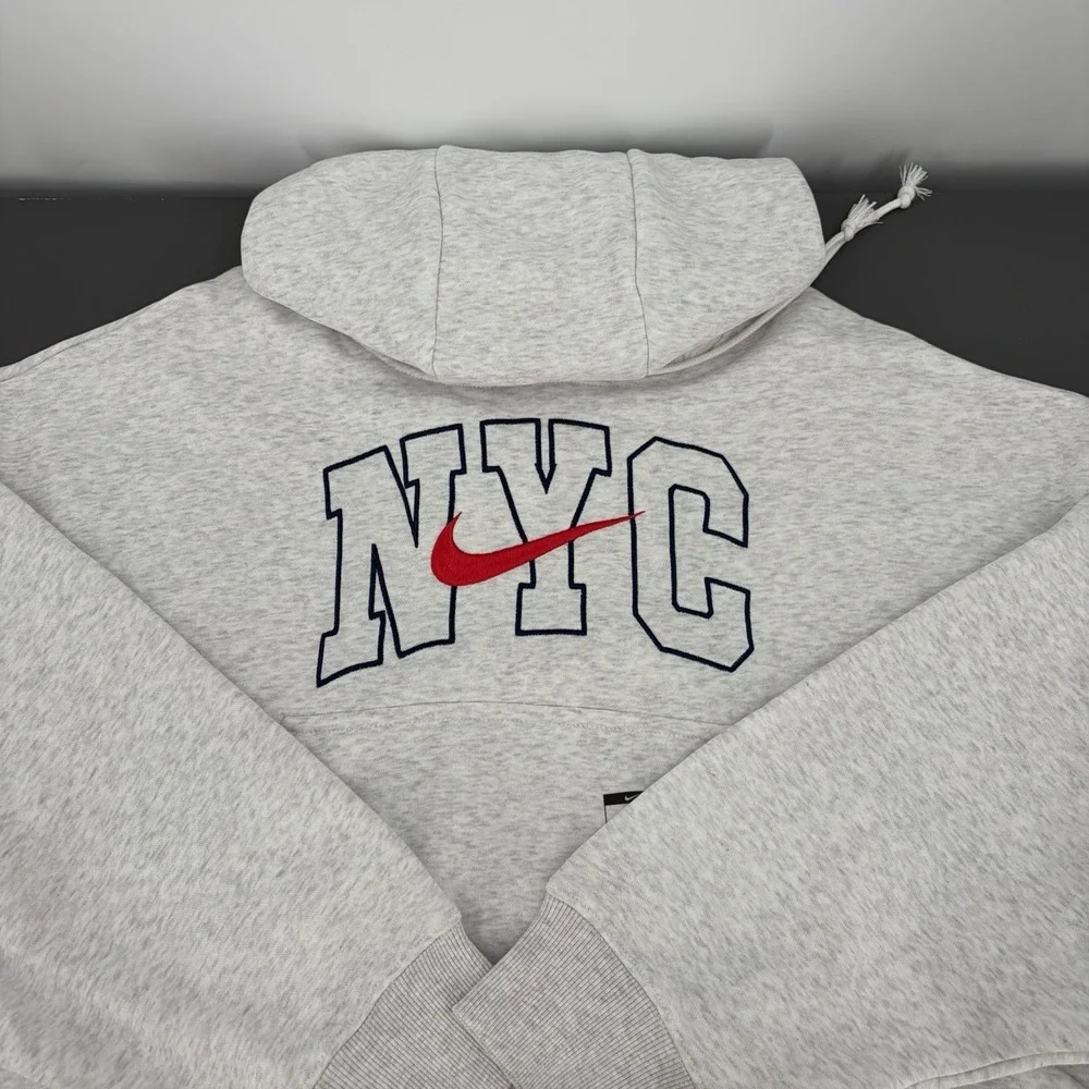 Nike Phoenix Fleece NYC Oversized Hoodie Women's Large Heather Gray Embroidered